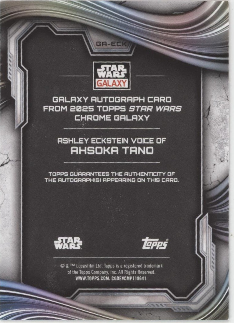 Ashley Eckstein as Ahsoka Tano 2025 Topps Chrome Star Ways Galaxy Auto 05/25