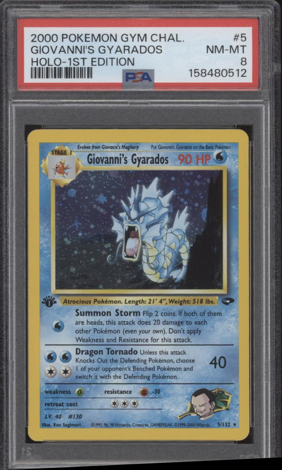 Giovanni's Gyarados Pokemon Gym Challenge Holo 1st Edition #5 PSA 8